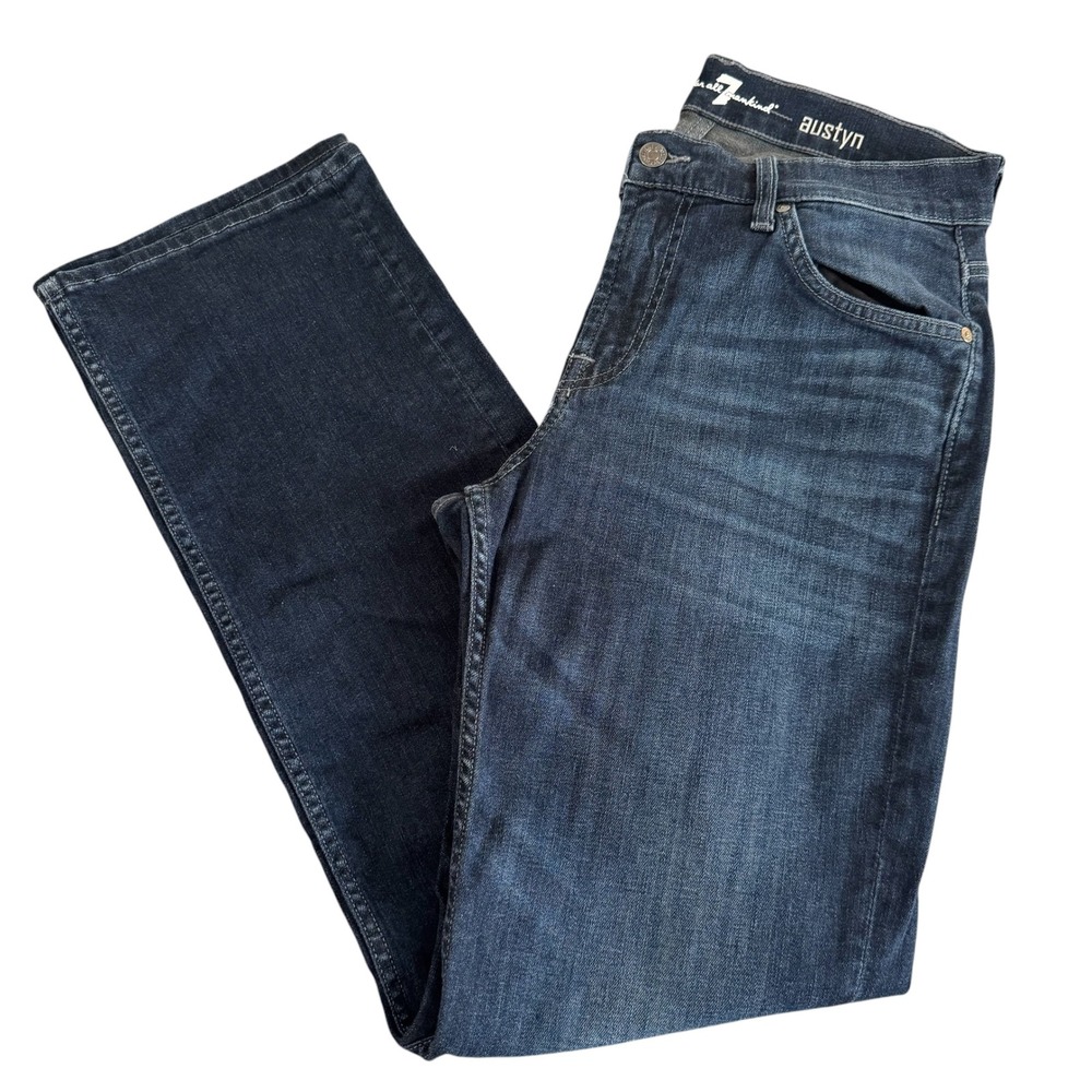 7 For All Mankind 30x32 Dark Blue Austyn Relaxed Straight Mens Jeans